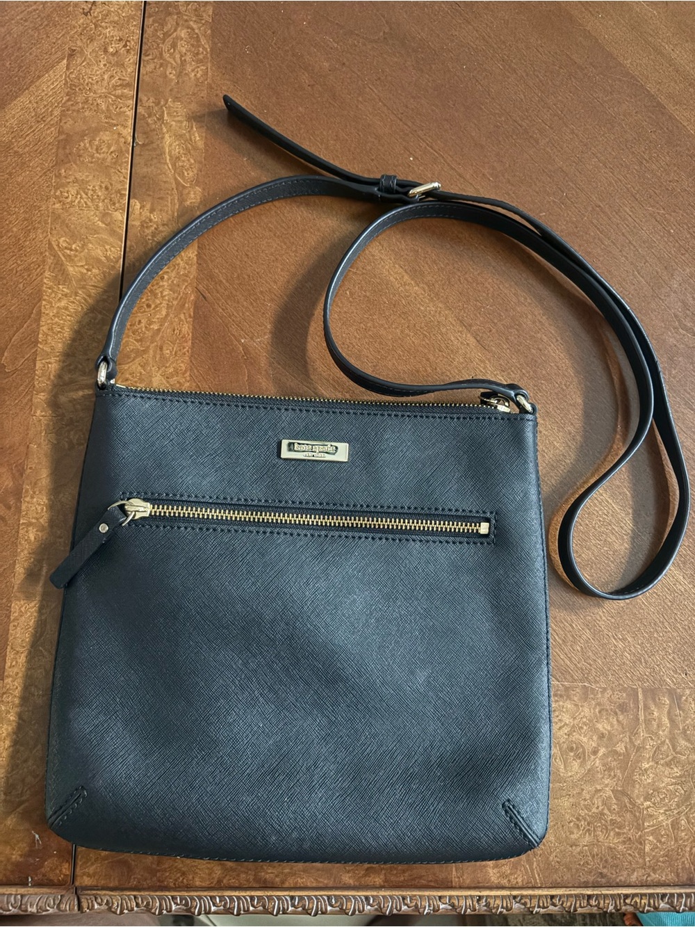 kate spade Black Crossbody with Gold Hardware